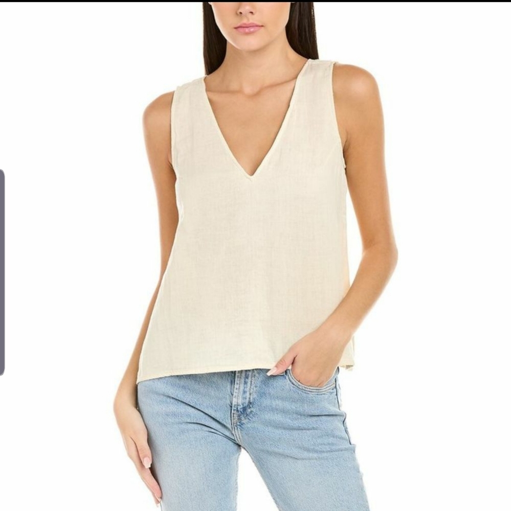 Johnny Was Calme Tank Double V Neck Sleeveless Cotton Top Small $108